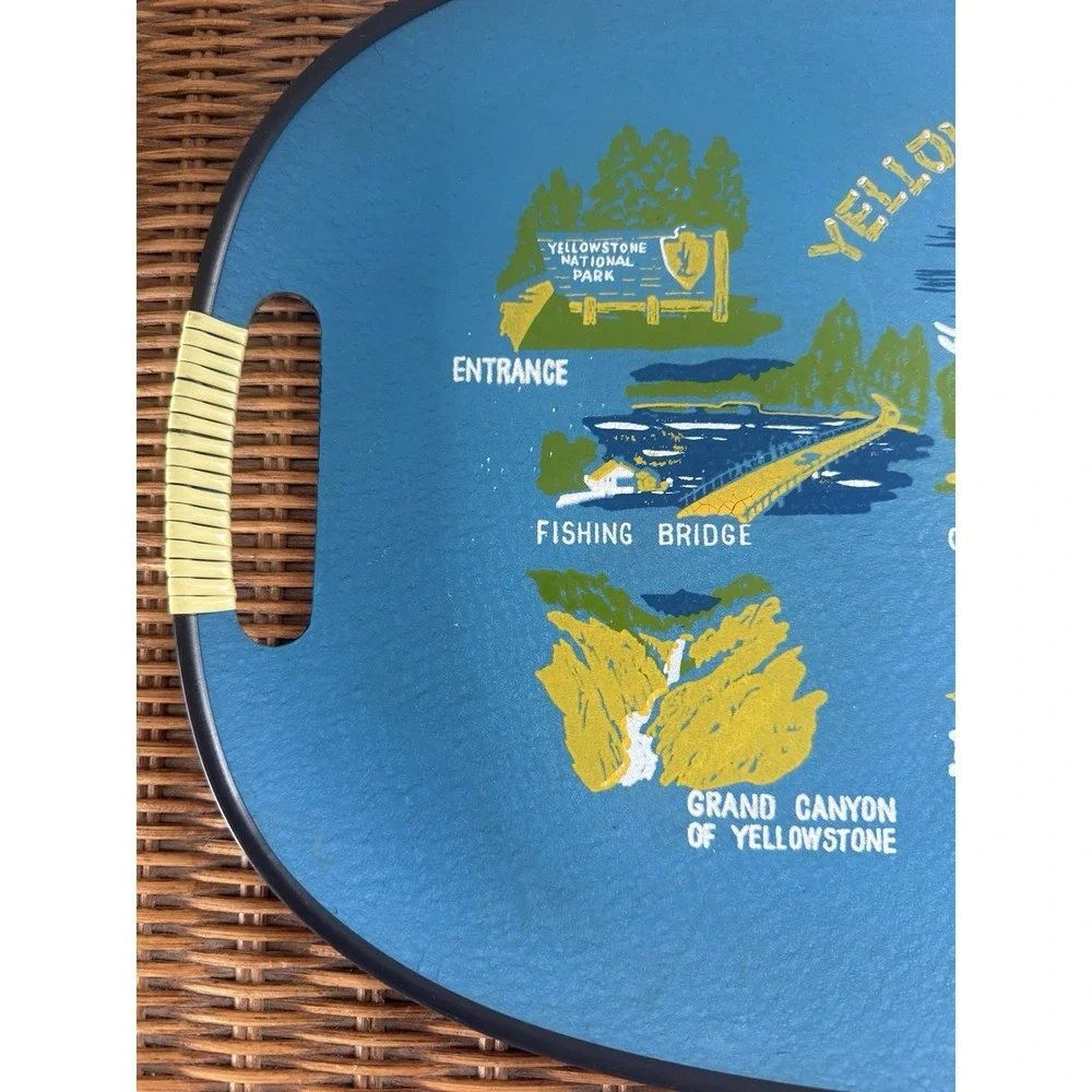 Vintage 1950s–60s Yellowstone National Park Souvenir Serving Tray – Made in...